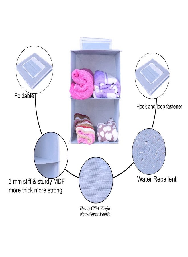 MBW Hanging Closet Organizer, Hanging Closet Organizer, Hanging Storage Shelves for Baby Room Cloth Hanging Shelves Collapsible, and Easy Mount (Pack of 1, 2 Shelves||Grey||) - Image 2